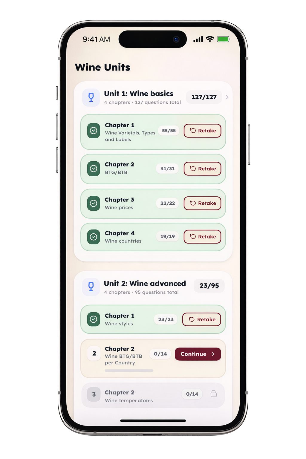 Mobile wine training lesson on Speak Your Menu
